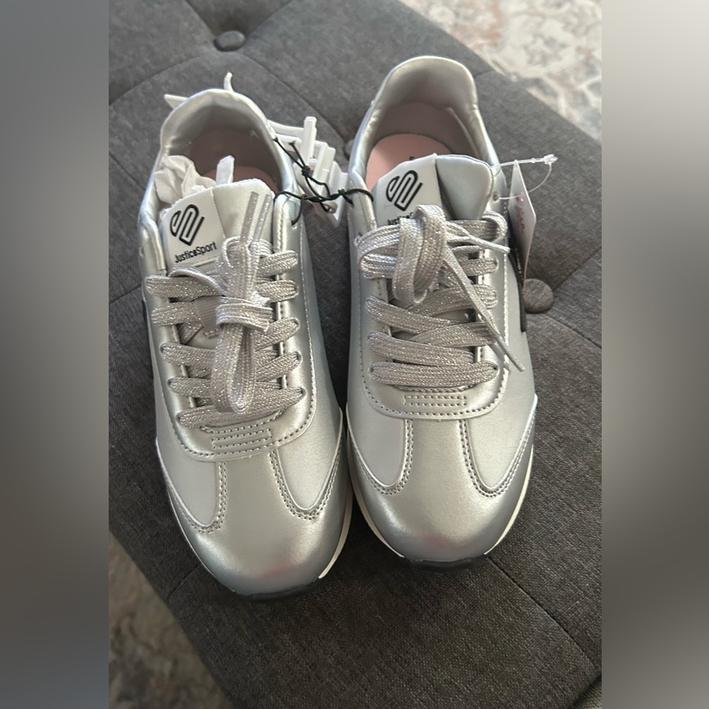 Justice Silver Athletic Girls Shoes